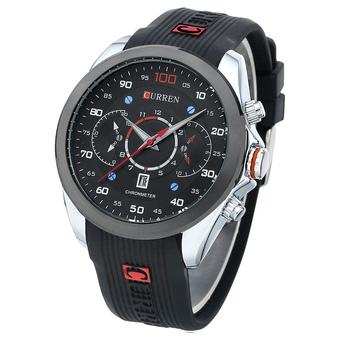 CURREN Date Waterproof Quartz Wrist Watch (Silver+Black)- Intl  