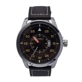 CURREN Men's Analog Quartz Date Sport Army Brown Leather Wrist Watch (Black)- Intl  