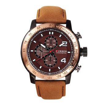 CURREN Men's Casual Military Exercise Analog Quartz Watch (Gold+Brown)- Intl  