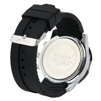 CURREN Men's Fashion Silicone Strap Three Decorative Sub-dials Analog Quartz Watch - Black  