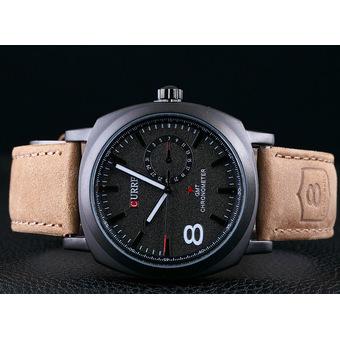 CURREN Men's Leather Strap Wrist Army Style Watch (Black)- Intl  