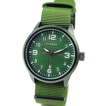 CURREN Men's Nylon Sport Quartz Watch (Black+Green)- Intl  