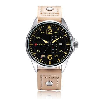 CURREN Sports Quartz Military Leather Wrist Watch Yellow)- Intl  