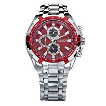 CURREN Stainless Steel Band Sport Analog Quartz Wrist Watch (Red)- Intl  