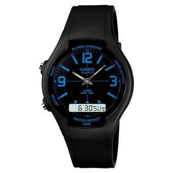 Casio Analog Digital Watch AW-90H-2BVDF - Jam Tangan Unisex - Karet - Hitam  
