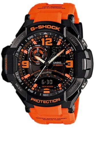 Casio G-Shock G-Aviation Gravity Defier Watch Jam Tangan Pria - Hitam Oranye- Strap Karet - GA-1000-4ADR  