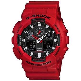 Casio G-Shock Jam Tangan Pria - Merah - Strap Rubber - Watch GA 100B-4A  