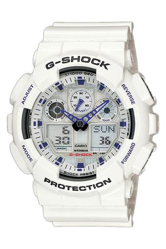 Casio G-Shock Jam Tangan Pria - Putih - Strap Rubber - GA-100A-7ADR  