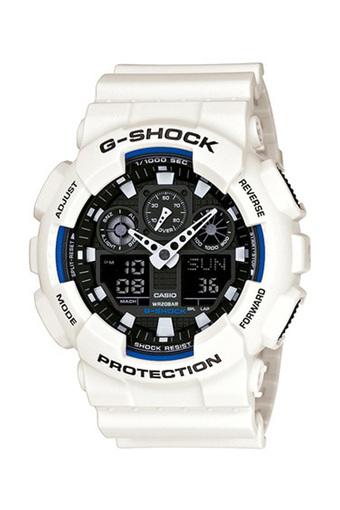 Casio G-Shock Men's Whie Resin Strap Watch GA-100B-7A  