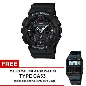 Casio G-shock GA-120-1A - Jam Tangan Pria - Hitam - Resin+ Free Casio Calculator Watch CA53  