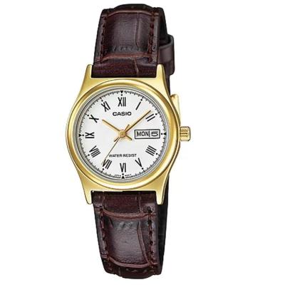 Casio LTP-V006GL-7BUDF - Analog Watch - Jam Tangan Wanita - Genuine Leather Band - Cokelat Gold