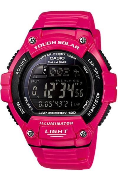 Casio Tough Solar Digital Watch W-S220C-4BVDF Jam Tangan Unisex Resin Strap - Pink