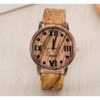Charming Retronew Men Watches Numerals Faux Leather Quartz Casual Relogio Men Hours Clock Watch (Light Brown) - Intl  