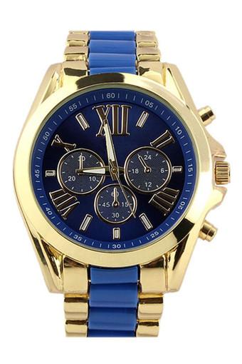 Classic Luxury Men Stainless Steel Quartz Analog Wrist Watch Fashion Blue Jam Tangan  