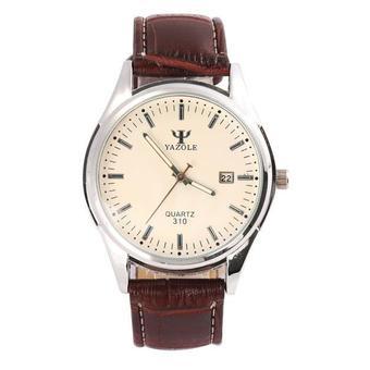 Coconiey Mens Blue Ray Glass Leather Quartz Analog Business Style Wrist Watch Watches White Free Shipping- Intl  