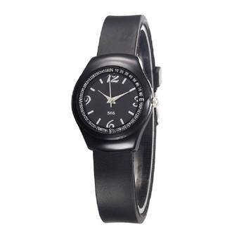 Colorful Silicone Sports Watch Female Quartz Clock Watches Waterproof Analog Outdoor Pointer Lady Black - Intl  