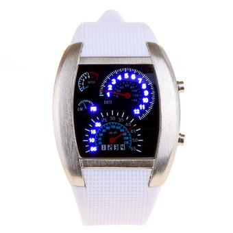 Cool Unisex Car Meter Watch with LED Dot Matrix Dial White (Intl)  
