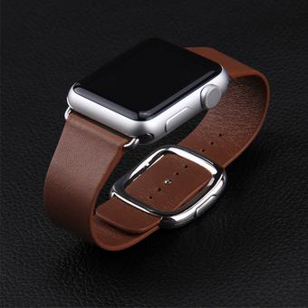 Cross-line Magnetic Genuine Bracelet Leather Strap Band Replacement For Apple Watch Brown 38mm - Intl  