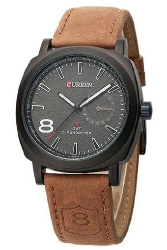 Curren Jam Tangan Pria - Cokelat - Strap Kulit - Curren Casual Leather Watch  