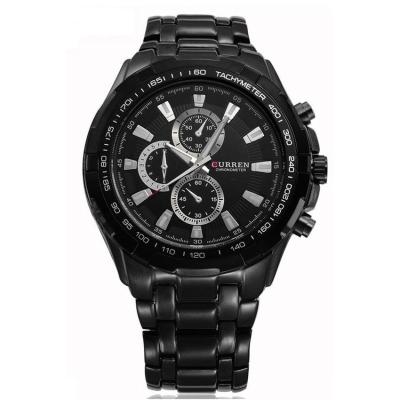 Curren - Jam Tangan Pria - Silver - Stainless Steel - Black Luxury Sport Steel Watch