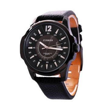 Curren Men PU Leather Strap Quartz Wrist Watch 8123 Black  