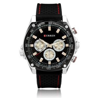 Curren Men's Black Rubber Strap Watch 8146  