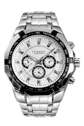Curren Men's Stainless Steel Band Watch (Silver)  