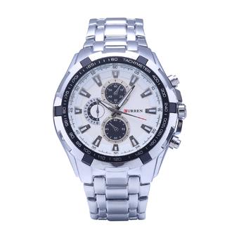 Curren Men's Stainless Steel Strap Watch 8023 White+Black+Silver  