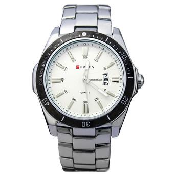Curren Men's White Stainless Steel Band Watch  