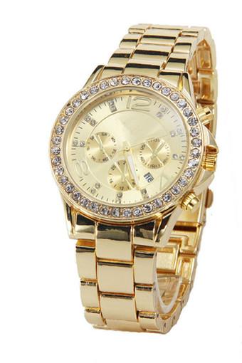 Date Quartz Wrist Watch Female Luxury Crystal Lady Ladies Watch Gold Jam Tangan  