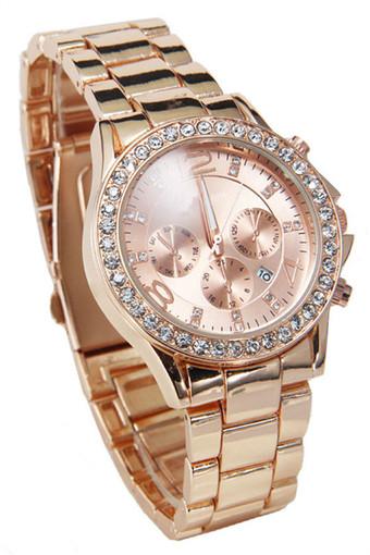 Date Quartz Wrist Watch Female Luxury Crystal Lady Ladies Watch Rose Gold Jam Tangan  