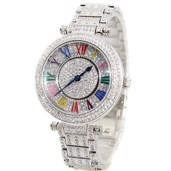 Davena D60523 Lady Vogue Silver Diamond Crystal Business Quartz Watch (Intl)  