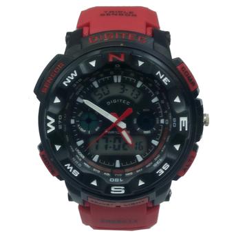 Digitec DG2093T Dual Time Jam Tangan Pria Rubber Strap ( Merah-hitam)  