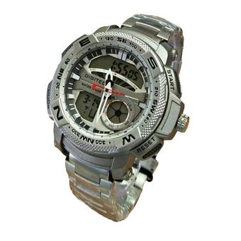 Digitec Dual Time DG 3014T Limited Edition OS - Jam Tangan Pria - Analog + Digital - Stainles Strap - Satinless Stell Case  