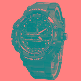 Dzinner Dual Time - Jam Tangan Pria - Rubber Strap - DZ 8078 Hitam Putih  