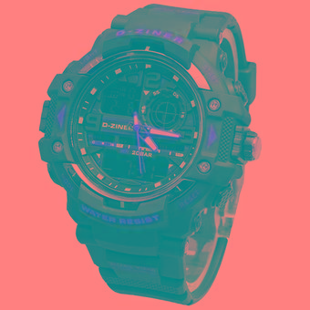 Dzinner Dual Time - Jam Tangan Pria - Rubber Strap - DZ 8078 BLACKRed  