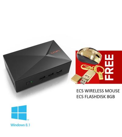 ECS Mini PC LIVA X (with Windows 8.1) / Free Mouse + USB Flashdisk - Hitam