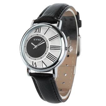 EYKI EET8811L/S-S0102 Fashion Couple White Dial Black PU Leather Quartz Waterproof Wristwatches (For Women) (Intl)  