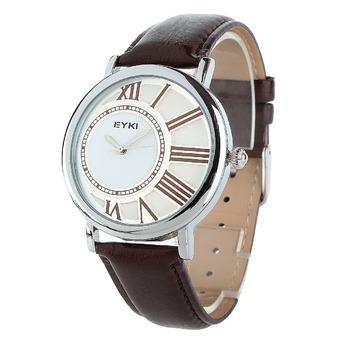 EYKI EET8811L/S-S0107 Fashion Couple White Dial Brown PU Leather Quartz Waterproof Wristwatches (For Men) (Intl)  