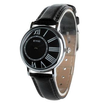 EYKI EET8811L/S-S0202 Fashion Couple Black Dial Black PU Leather Quartz Waterproof Wristwatches (For Men) (Intl)  