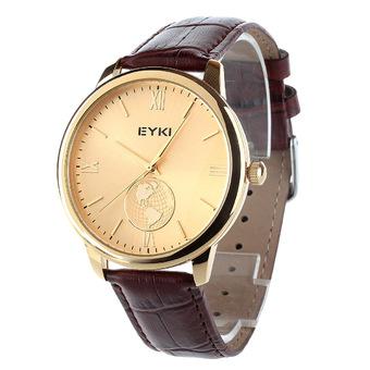 EYKI EET8846LS-SG0507 Fashion Couple World Map Gold Dial Brown PU Leather Quartz Wristwatches (For Men) (Intl)  