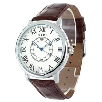 EYKI EET8856LS-S0107 Fashion Couple PU Leather Roman Numerals Dial Quartz Wrist Watch - Brown + White(For Men) (Intl)  