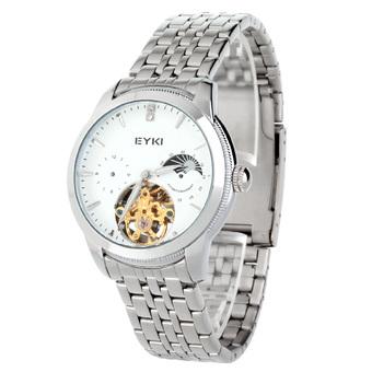 EYKI EFL8842L-S01 Men's Luxury Moon Phase Stainless Steel Band Hollow Out Automatic Mechanical Wrist Watch - Silver+White (Intl)  