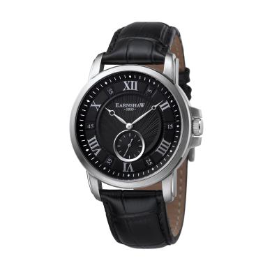 Earnshaw Fitzroy Men's Black Leather Strap Watch ES-8021-01 - Black