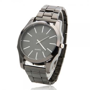Elegant Tungsten Steel Watchband Needle Scale Quartz Wrist Watch Black (Intl)  