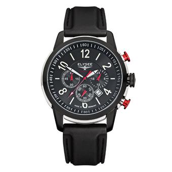 Elysee Male Watches The Race I Jam Tangan Pria - Hitam - Strap Silicon Strap - 80524S  