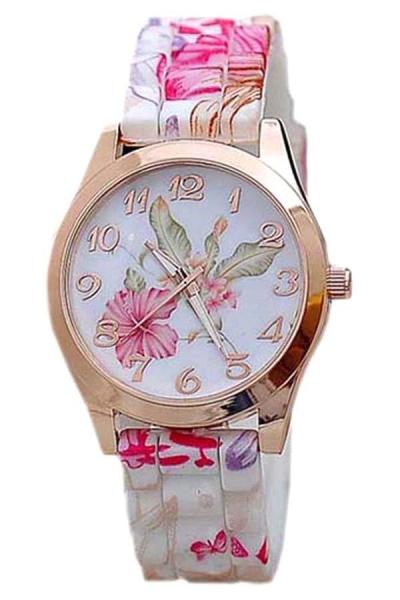 Exclusive Imports Flower Print Watch - Jam Tangan Wanita - Multi Colour - Strap Silicone