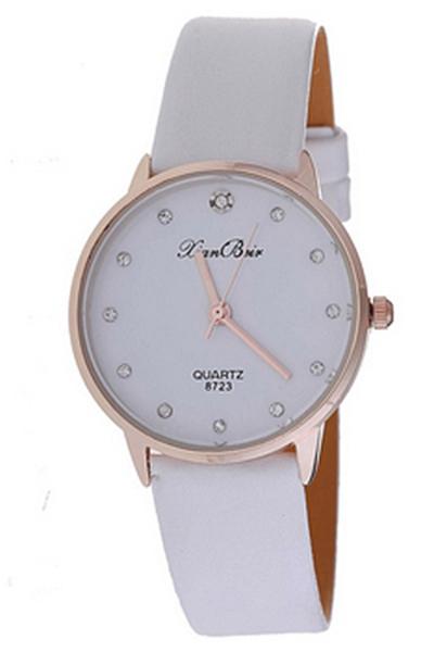 Exclusive Imports Leather Crystal Wrist Watch White