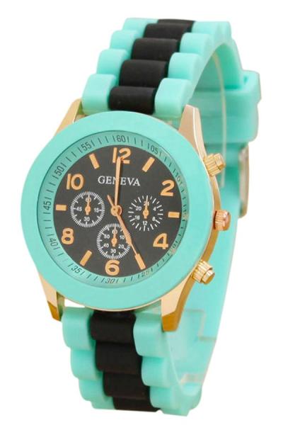 Exclusive Imports Mint Green Silicone Quartz Watch Black