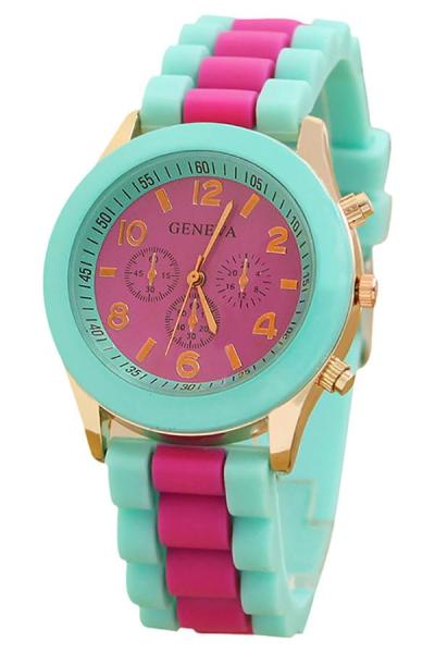 Exclusive Imports Mint Green Silicone Quartz Watch Rose Red